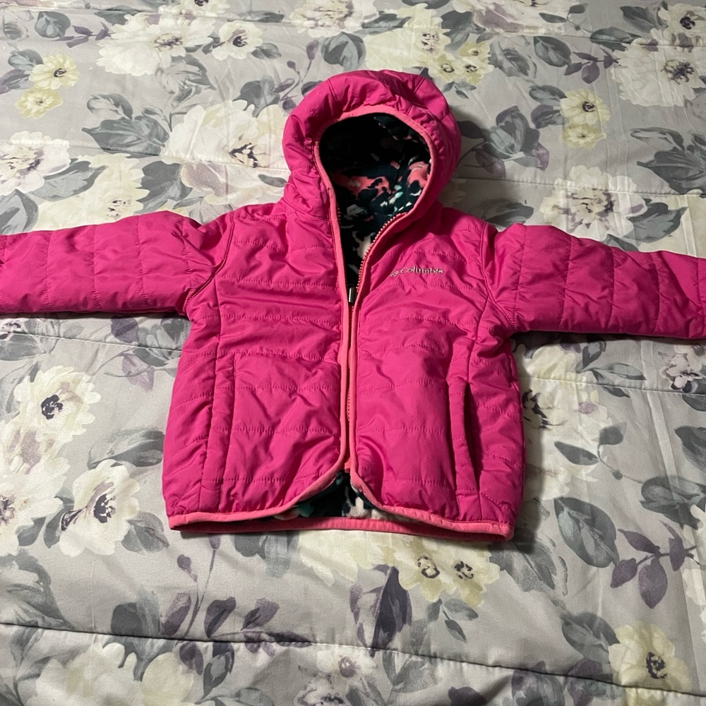 Columbia pink reversible coat girls 18-24 months pre owned